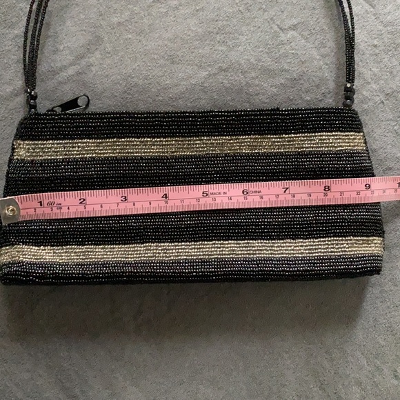 Evening bag ,Black and Silver beads. - Picture 5 of 7